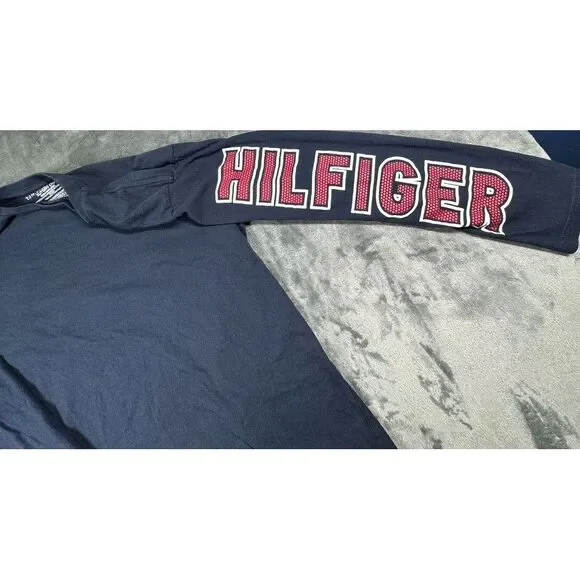 TOMMY HILFIGER‎ Long Sleeve Shirt Kids Boys XL Blue Logo Embroidered Pullover - Picture 3 of 9